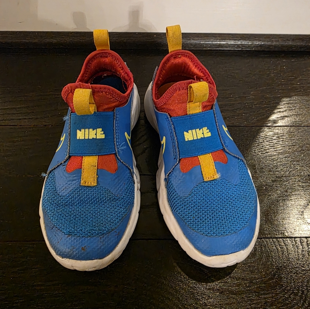 Nike Kids Sneakers in Blue and Red with Yellow Accents Kids Size 11C